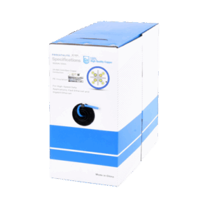 Bobina de cable de 305 metros Cat6, CM, 24 AWG, Alto Rendimiento, ETL, UL, color azul, super flexible, para aplicaciones de videovigilancia, video HD, y redes de datos. Uso interior