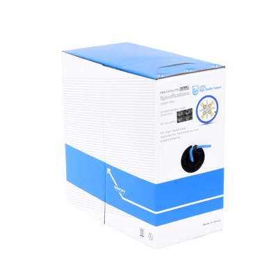 Bobina de cable de 305 metros Cat6, CM, 24 AWG, Alto Rendimiento, ETL, UL, color azul, super flexible, para aplicaciones de videovigilancia, video HD, y redes de datos. Uso interior - Image 5