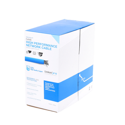 Bobina de cable de 305 metros Cat6, CM, 24 AWG, Alto Rendimiento, ETL, UL, color azul, super flexible, para aplicaciones de videovigilancia, video HD, y redes de datos. Uso interior - Image 4