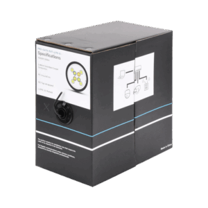 Bobina de cable de 305 m, Cat5e, color negro, sin blindar, para aplicaciones de videovigilancia, redes de datos. Uso en intemperie