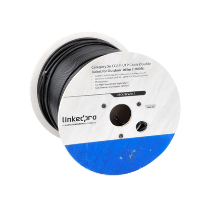 Bobina de cable de 305 m (1000 ft) Cat5e, Aleación de Cobre y Aluminio (CCA), color Negro, Uso Intemperie, Doble Forro - Image 3