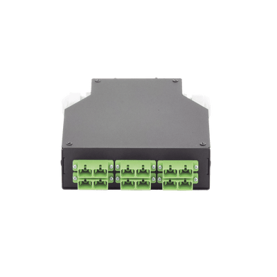 Distribuidor de Fibra Óptica para Riel Din, 6 Acopladores SC/APC Duplex Monomodo con Charola de Empalme