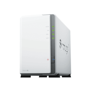 NAS DiskStation DS223j | 2 Bahías | CPU Realtek RTD1619B 1.7 GHz | 1 GB DDR4 | Puerto 1GbE RJ-45 | USB 3.2 Gen 1 | Compatible con HDD y SSD | Synology DSM | RAID 0, 1, JBOD | SMB, AFP, NFS, FTP | Vigilancia IP