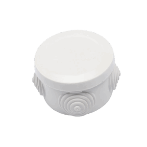 Caja Derivación-Conexión de Plástico Circular con 4 Glándulas de Goma (70 diámetro X 48 alto mm). Para Instalaciones Comerciales,  Residenciales e Industriales. Cerrado a Presión.