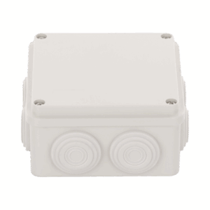 Caja Derivación-Conexión de Plástico (100 X 100 X 54 mm) con 7 Glándulas de Goma. Para Instalaciones Comerciales, Residenciales e Industriales. Incluye Tornillería para su Tapa.