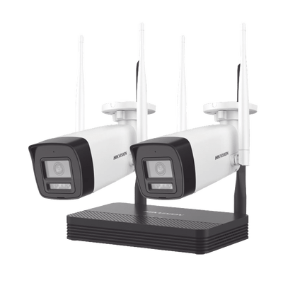 Kit IP Inalámbrico 2 Megapixel (1080p) / NVS 4 Canales / 2 Cámaras Bala para Exterior con Lente 2.8 mm y Dual Light (30 mts IR + 20 mts Luz Blanca) / Audio Bidireccional (Micrófono y Bocina) / Soporta Micro SD de 512 GB