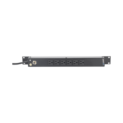 Tomacorriente Horizontal (PDU) de 6 Contactos (NEMA 5-15R) Rack 19" 1UR. Voltaje Entrada/Salida: 120Vca/15A