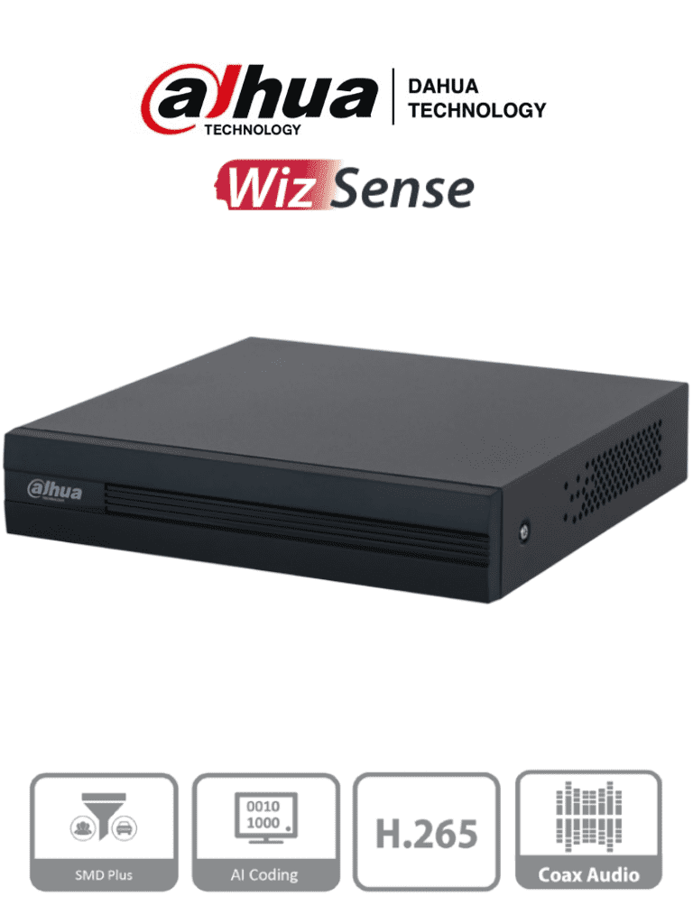 DAHUA XVR1B08-I -DVR de 8 Canales 1080p Lite WizSense y Cooper-I. Soporta H.265+, hasta 10 canales IP, y 4 canales con SMD Plus para detección avanzada. Incluye búsqueda inteligente de personas y vehículos y codificación inteligente #DAHQ1M #LF#VolDH