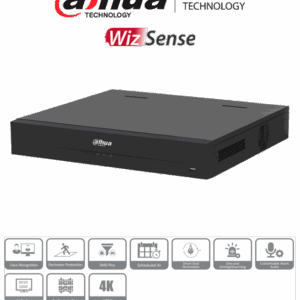 DAHUA DH-XVR5416L-4KL-I3 - DVR de 16 canales, resolución 4K, WizSense, H.265+, IA avanzada, 4 bahías para discos duros, soporte para 16 canales IP adicionales (32 en total), 2 canales de reconocimiento facial, SMD Plus, y funciones IoT y POS.