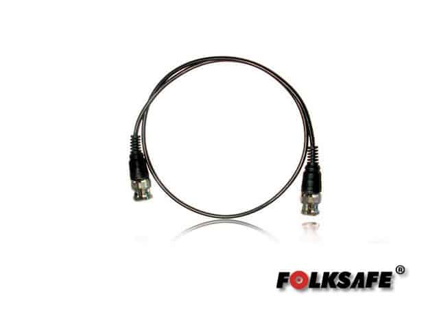 CABLE DE VIDEO BNC60 FOLKSAFE, COAXIAL DELGADO COLOR NEGRO, COMPATIBLE CON TECNOLOGÍAS ANÁLOGAS Y HD, 60CM DE LARGO CON CONECTORES BNC DE MACHO A MACHO, IDEAL PARA CONECTAR DVR A CÁMARA