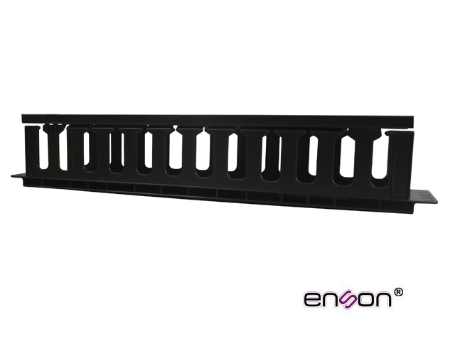 ORGANIZADOR HORIZONTAL FRONTAL PARA RACK ENSON ENS-CM24 2UR CON PEINES DE POLICARBONATO TAPA REMOVIBLE Y ABATIBLE PARA MAYOR PROTECCION Y MEJOR ACCESO CUMPLE CON NORMA EIA