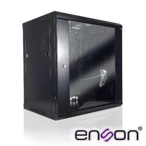 GABINETE DE PARED ENSON ENS-RKGB12U 12UR PUERTA FRONTAL DE CRISTAL TEMPLADO CON CERRADURA DE SEGURIDAD RANURA DE VENTILACION EN LA PARTE SUPERIOR PARA VENTILADORES DE 11 CM ENSAMBLADO 600X450X635MM
