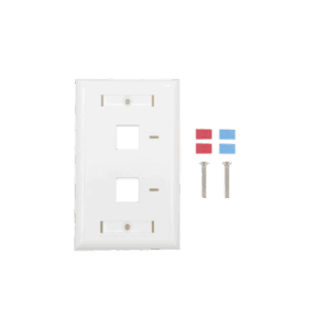 Placa de pared de 2 puertos, Keystone, con espacio para etiqueta, Color Blanco