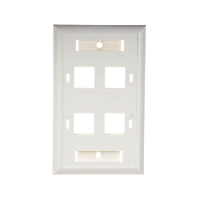 Placa de pared de 4 puertos, Keystone, con espacio para etiqueta, Color blanco - Image 3