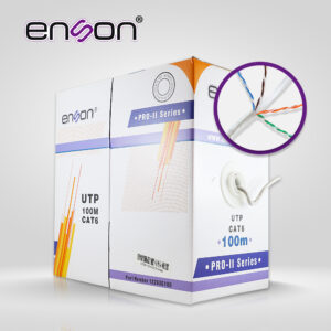 CABLE UTP CAT6 ENSON 12263G100 SERIE PRO-II CALIBE 23 AWG 100% COBRE DE ALTO RENDIMIENTO BOBINA DE 100 METROS FORRO PVC COLOR GRIS USO INTERIOR RECOMENDADO PARA CCTV, VIDEO IP Y REDES BASE 10,100,1000