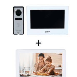 DAHUA DHI-KTH01+DHI-VTH1020J - Kit de Videopotero Hibrido + Frente de Calle Analogico con Camara de 1.3 MP + DAHUA VTH1020J- Monitor analógico de 7 pulgadas compatible con KTA01 / KTA02 / #VDP