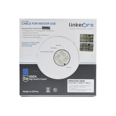 Cable Cat5e de alto rendimiento, con certificaciones ETL, UL, color gris, de 100 m ( 328 ft ) para aplicaciones en CCTV, redes de datos. Uso interior. - Image 3