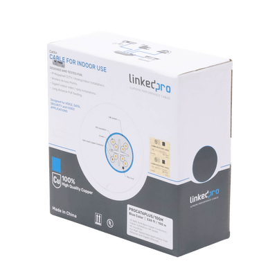 Cable Cat6+ CALIBRE 23 ALTO RENDIMIENTO, ETL,UL, color azul, de 100 metros, super flexible, para aplicaciones de CCTV, video HD, y redes de datos. - Image 7