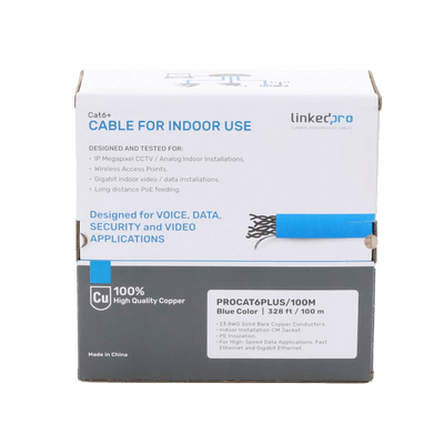 Cable Cat6+ CALIBRE 23 ALTO RENDIMIENTO, ETL,UL, color azul, de 100 metros, super flexible, para aplicaciones de CCTV, video HD, y redes de datos. - Image 5