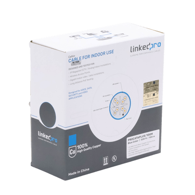 Cable Cat6+ CALIBRE 23 ALTO RENDIMIENTO, ETL,UL, color azul, de 100 metros, super flexible, para aplicaciones de CCTV, video HD, y redes de datos. - Image 6