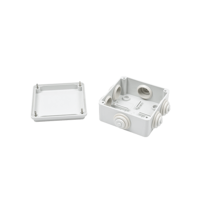 Caja de derivación de PVC Auto-extinguible con 6 entradas, tapa atornillada, 100x100x50 MM, (Medidas internas, mayor área permisible para e cable, Para exterior (IP55) - Image 2