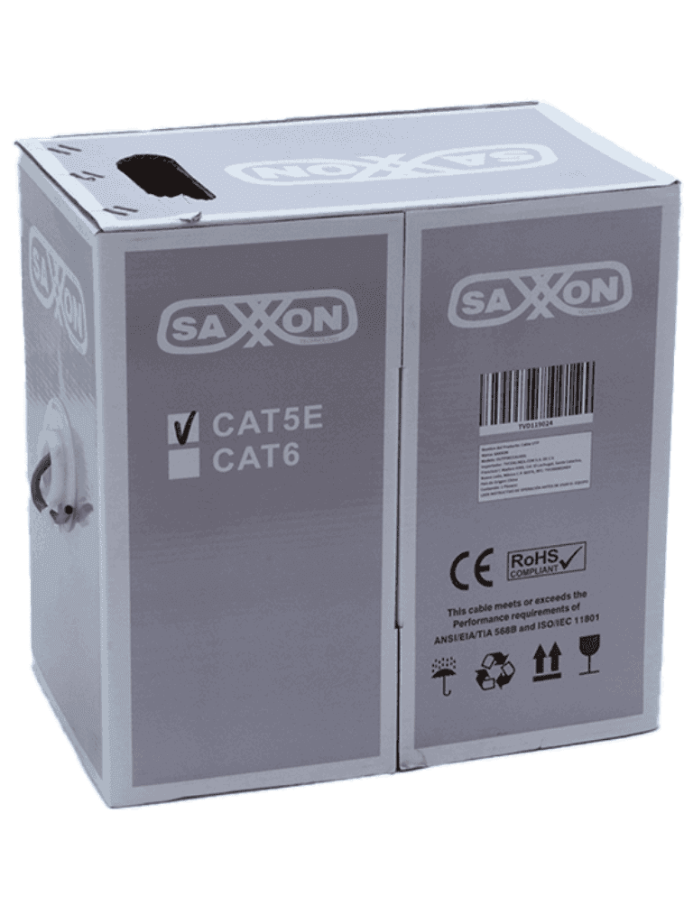SAXXON OUTP5ECCA100G- Bobina de Cable UTP Cat5e/ 100 Metros/ CCA/ Color Gris/ Uso Interior/ Cert ISO9001/ UL 444/ RoSH/ ANSI/ TIA/ EI-568B - Image 3