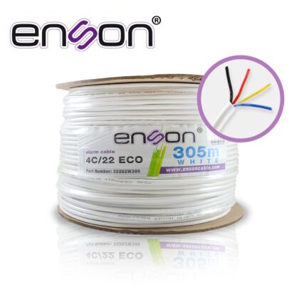 CABLE DE ALARMA ENSON 32202W305 SERIE ECO MULTIFILAR  4C/22 AWG BOBINA DE 305 METROS FORRO PVC COLOR BLANCO PARA USO INTERIOR DISEÑADO PARA CONEXIONES DE SISTEMAS DE ALARMA