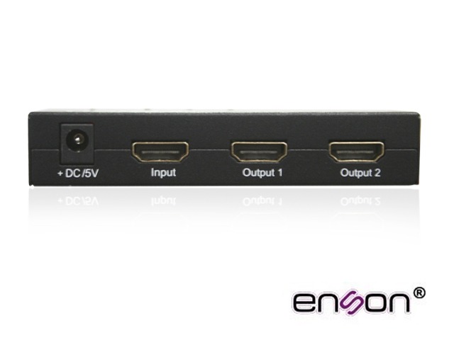 DISTRIBUIDOR HDMI ENSON ENS-HDMI12 CON UNA ENTRADA Y DOS SALIDAS HDMI PARA DISTRIBUIR EL VIDEO DE UN DISPOSITIVO (LAPTOP, GRABADOR DE VIDEO, CONSOLAS DE VIDEOJUEGO, ETC) A DOS PANTALLAS DISTINTAS AL MISMO TIEMPO, INCLUYE FUENTE DE ALIMENTACIÓN DE 5V