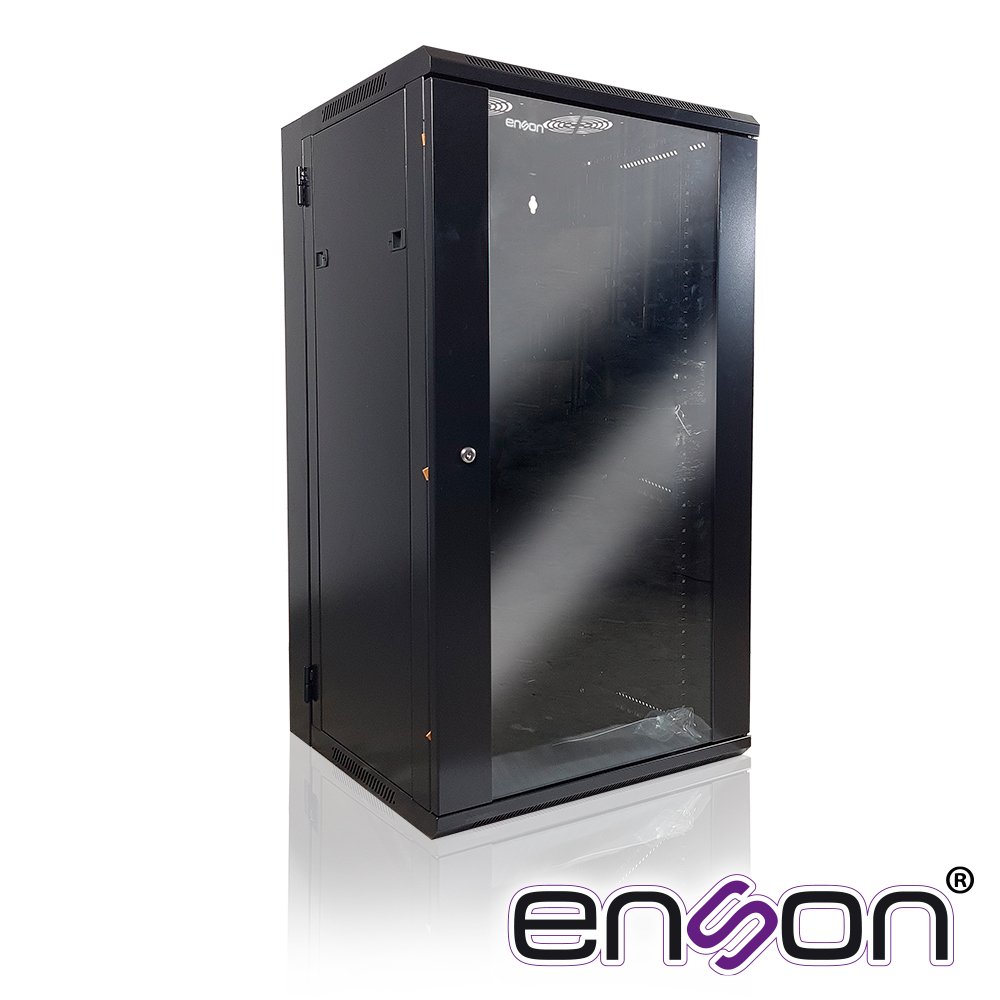 Enson ENS-RKGU22PRO | Gabinete Rack 22U Piso/Pared Cristal Templado Cerradura 550x600x1055