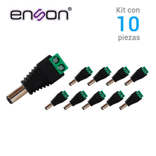 ENSON ENS-MC01 MACHO – Conector de Corriente 2.1 × 5.5 mm con Bloque Polarizado para Cámaras CCTV paquete de 10