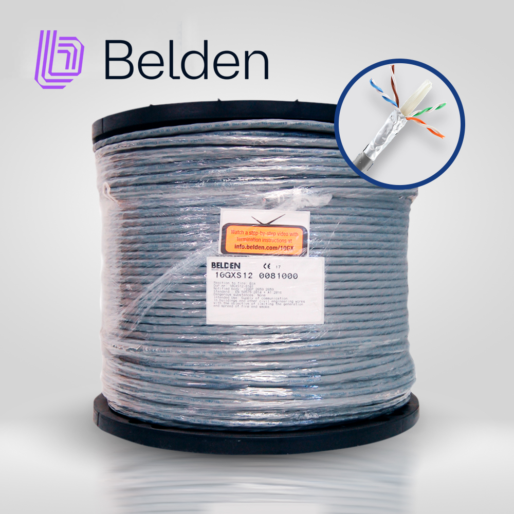 Cable UTP CAT6A BELDEN 10GXS12 0081000 – Interior Gris, 23 AWG, CMR, 305m