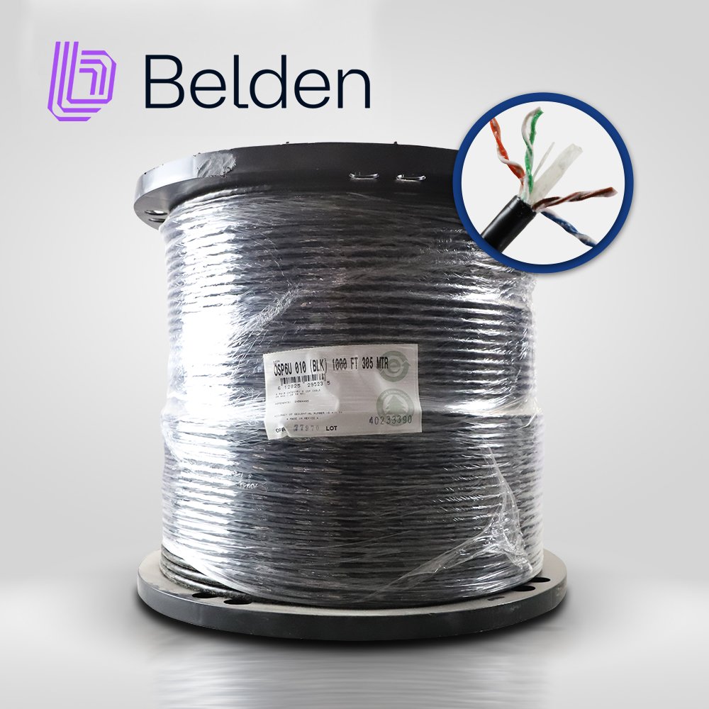 Cable UTP CAT6 BELDEN OSP6U 0101000 Exterior Negro 350MHz 4 Pares 24 AWG Bobina 305m