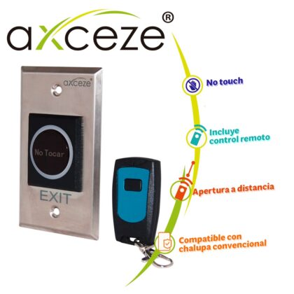 BOTON SIN CONTACTO NO TOUCH  AXCEZE     AX-TOUCH4RM     INCLUYE UN CONTROL REMOTO DE 433MHZ  PARA  APERTURA A DISTANCIA