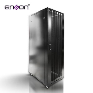 GABINETE DE PISO DESENSAMBLADO ENSON ENS-RGB42UD 42UR 600X1000MM PUERTA PRINCIPAL DE MALLA CON CERRADURA DE SEGURIDAD ABATIBLE PANELES LATERALES REMOVIBLES PUERTA TRASERA METALICA PARA TRABAJO Y POSTES AJUSTABLES