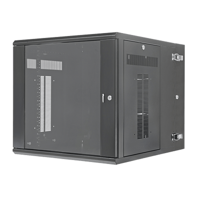 Gabinete PanZone de Montaje en Pared, de 19in, Puerta con Ventana de Seguridad, 12 UR, 762mm de Profundidad, Color Negro