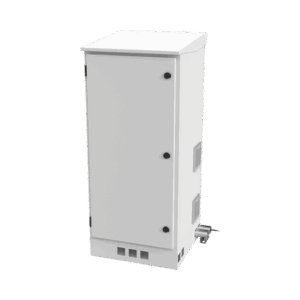 Gabinete de Piso para Exterior con Ventiladores y Termostato con Rack de 19" de 16 U + Espacio para Baterías, Se envía el Gabinete Armado.