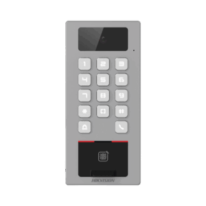 Lector Biometrico con Teclado para Exterior Antivandálico IP65 & IK09 con función de Videoportero Multiapartamento /  Huella, Tarjeta, Código QR, PIN o App HikConnect  / Cámara 2 MP compatible con NVRs / Soporta biom