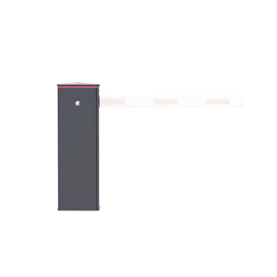 Barrera Vehicular Izquierda / Soporta Brazo de Hasta 5.5 m / Final de Carrera Ajustable por Programación / Movimiento Fluido / Diseño Elegante Color Gris / Con Corona Led Semaforizada