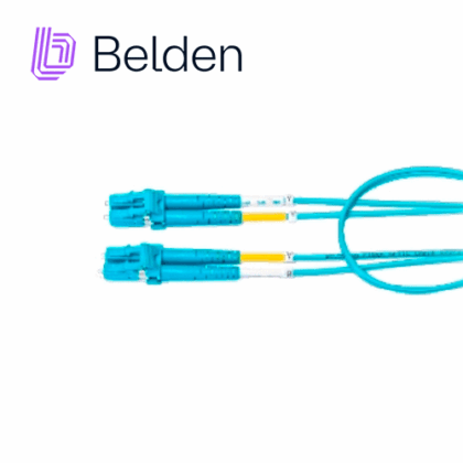JUMPER DE FIBRA OPTICA MULTIMODO BELDEN FP3LDLD002M / INTERIOR / AQUA / OM3 / LC DUPLEX - LC DUPLEX / 50/125 MICRAS / OFNR / 2 METROS