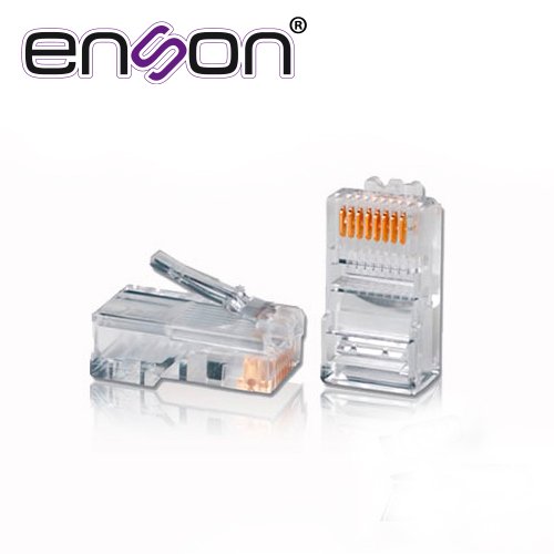 CONECTOR RJ45 PARA CABLE UTP CAT5E ENSON RJ45-CAT5E DE 8 PINES, VELOCIDAD DE HASTA 100MBPS