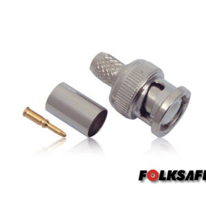 CONECTOR PARA CRIMPEAR BC6 FOLKSAFE BNC MACHO(CONECTOR, PIN DE COBRE Y ANILLO) PARA CRIMPEAR EN CABLE COAXIAL RG6, MEDIDAS DEL CONECTOR 13.9 X 24.8 MM, SE REQUIERE PINZA PARA CRIMPEAR 