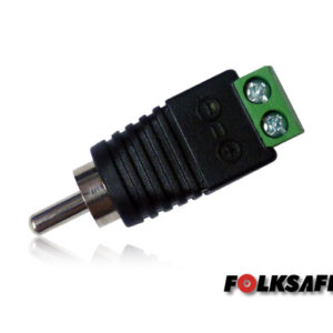 CONECTOR AUDIO RCA MACHO FS-RCA1 FOLKSAFE TIPO JACK , CON BLOQUE POLARIZADO(+/-) PARA ATORNILLAR CABLE DE AUDIO O UTP, RECOMENDADO PARA AUDIO EN CÁMARAS CCTV A 2 HILOS, MEDIDAS DEL CONECTOR 40 X 12 MM