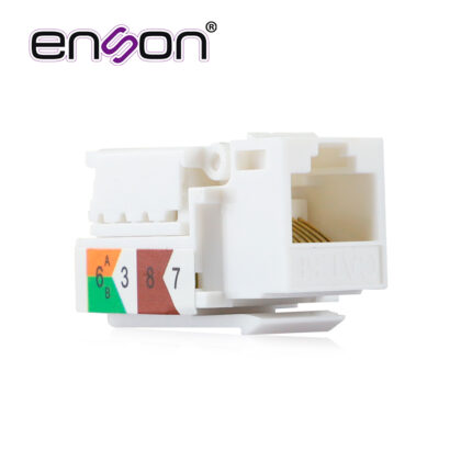 CONECTOR JACK ENSON ENS-JTL5WH CAT5E COLOR BLANCO A 90 GRADOS PONCHADO FACIL SIN PINZAS Y CUBREPOLVO