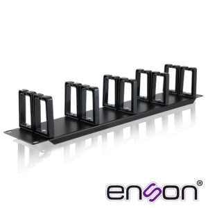 ORGANIZADOR HORIZONTAL FRONTAL PARA RACK ENSON ENS-CMR24 2UR CON PEINES DE POLICARBONATO PARA MAYOR PROTECCION Y MEJOR ACCESO CUMPLE CON NORMA EIA