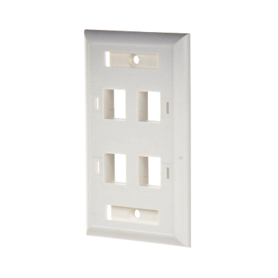 Placa de pared de 4 puertos, Keystone, con espacio para etiqueta, Color blanco - Image 2