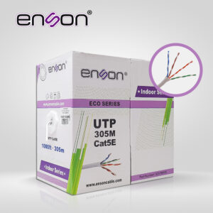 CABLE UTP CAT5E ENSON 12251W305 SERIE ECO CALIBE 24 AWG CCA BOBINA DE 305 METROS FORRO PVC COLOR BLANCO USO INTERIOR RECOMENDADO PARA TRANSMISION DE DATOS BASE 10,100
