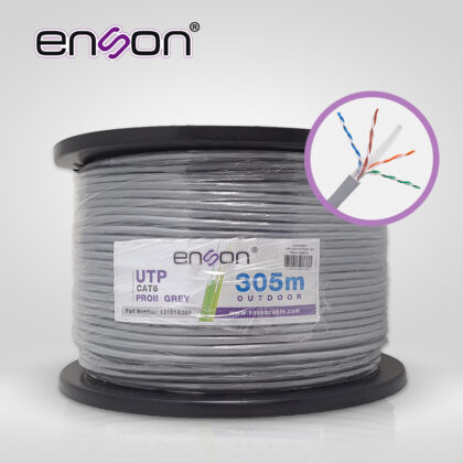 CABLE UTP CAT6 ENSON 13161G305 SERIE PRO-II CALIBE 23 AWG 100% COBRE DE ALTO RENDIMIENTO BOBINA DE 305 METROS FORRO PVC COLOR GRIS USO EXTERIOR RECOMENDADO PARA CCTV, VIDEO IP Y REDES BASE 10,100,1000