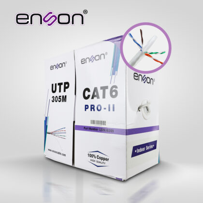 CABLE UTP CAT6 ENSON 12263G305 SERIE PRO-II CALIBE 23 AWG 100% COBRE DE ALTO RENDIMIENTO BOBINA DE 305 METROS FORRO PVC COLOR GRIS USO INTERIOR RECOMENDADO PARA CCTV, VIDEO IP Y REDES BASE 10,100,1000