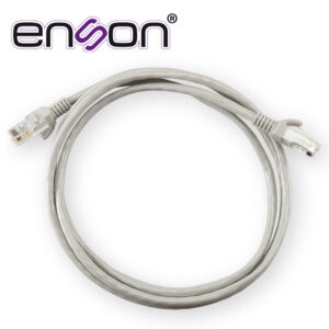 PATCHCORD UTP CAT5E ENSON P5E15 SERIE ECO CALIBRE 24 AWG CCA DE 1.5 METROS FORRO PVC COLOR GRIS PARA USO EN INTERIORES PARA CONECTAR EQUIPOS A REDES BASE 10,100