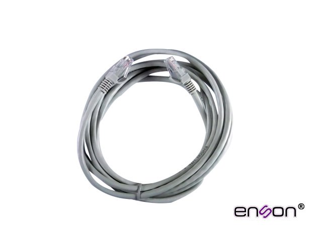 PATCHCORD UTP CAT5E ENSON P5E30 SERIE ECO CALIBRE 24 AWG CCA DE 3 METROS FORRO PVC COLOR GRIS PARA USO EN INTERIORES PARA CONECTAR EQUIPOS A REDES BASE 10,100